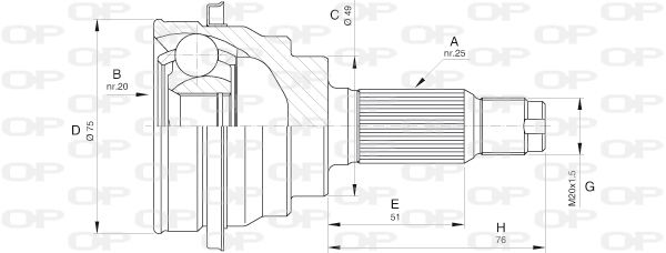 OPEN PARTS Шарнирный комплект, приводной вал CVJ5585.10